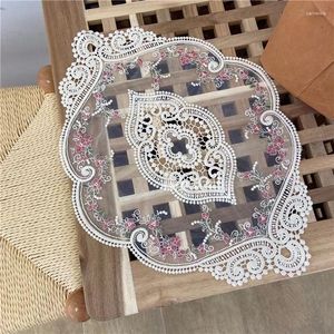 Table Mats Fashion Oval Lace Embroidered Bedroom Study Kitchen Cup Mat Food Fruit Plate Cover Cloth Decor Accessories