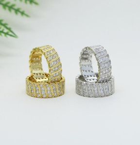 Wedding Rings Iced Out Bling 5A Cubic Zirconia Baguette Cz Eternity Band Engagement Jewelry For Women Girl Charm Leaf Shaped Party6991947