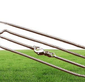 Bulk 1mm 925 Sterling Silver Box Choins Choker Halsband för kvinnor Män smycken hänge gör 16 18 20 22 24 tums8500727