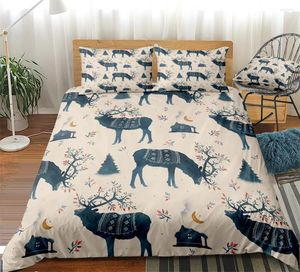 Bedding Sets Christmas Reindeer Duvet Cover Set Retro Beds Home Textiles Microfiber For Kids Girls