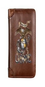 Brieftaschen Luxus echtes Leder Brieftet Männer United States Marine Corps Semper Fidelis Pocket Slim Card Halter männlicher Kurzbörsen Geschenk7472088