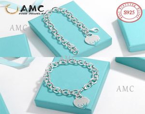 AMC 925 Sterling Srebrna bransoletka żeńska bransoletka w kształcie serca biżuteria bransoletka 11 Oryginalna konstrukcja sensowna dla dziewczyny Holiday607322953