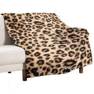 Cobertores Leopard Faux Pur Throw Blange Hair Sofás de decoração