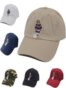 Classic Baseball Polo Embroidery Sweater Bear Men039s Hat Black Navy Khaki Soccer Vintage Men Cap Hat New With Tag For Wholesal5837615