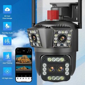 IP -камеры 8K 16MP Outdoor 12x Zoom Cam Thour Lens Три экрана Wi -Fi IP -камера Обнаружение движения.