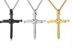 silverblackgold stainless steel nail cross pendant necklace for mens boys jewelry fashion gifts for holiday chain 24 inch6019933