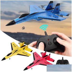 طائرة كهربائية/RC SU35 جهاز التحكم عن بُعد RC Radio Radio Glider SU57 مقاتلة مع مصابيح LED طراز Flying Toy Kids DH76E