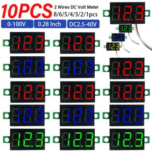 2 Wires DC Volt Meter LED Display 0,28 tum Digital spänningstestare DC 2.5V-40V Röd/blå/gul/grön mini Digital Voltmeter
