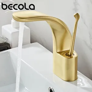 Bathroom Sink Faucets Becola Basin Black/Golden/Chrome Creative Mixer Taps Brushed Deck-Mounted Water Faucet