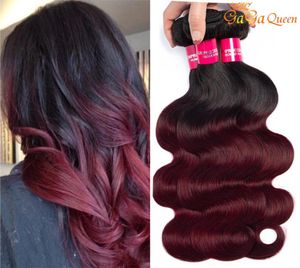 Gagaqueen Brazylijski Ombre 1B 99J Wave Fave Włosy 3 Burgundowe przedłużanie włosów 1B 99J Human Hair Weave8756325