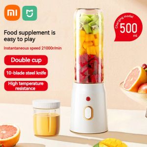 ジューサーXiaomi Mijiaミニポータブルブレンダーエレクトリックフルーツジューサーマシンオレンジフードキッチン小補助氷粉砕家