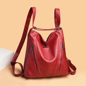 Abendtaschen hohe Kapazität rote Damen Umhängetasche Vintage Qualität Ldaies Handtasche Mode weiche weibliche Reisetaschen Crossbody Sack