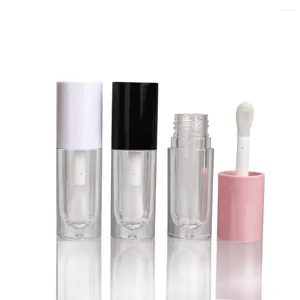 Storage Bottles Empty 6ml Round Clear Lip Gloss Tube With Black Pink White Cap Big Wand Thumb Brush Cosmetic Container Bottle 24pc