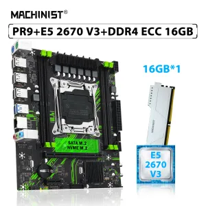 マザーボードマシニストX99 PR9マザーボードコンボLGA 20113 Xeon Kit E5 2670 V3 CPU DDR4 ECC 16GBメモリ2133MHz RAM NVME M.2 SATA USB 3.0