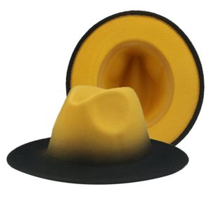 Kobiety kapelusze fedora gradient kolor patchwork mężczyzn czapki czapki czarna czerwona ulica swobodne kobiety nowe fedora hat sombreros de mujer9251166