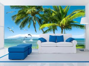 Bakgrundsbilder Custom Papel de Parede 3D Seaside Beach Mural Wallpaper Modern för vardagsrum TV SOFA BAKGRUND KONTOR
