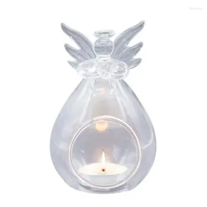 Titulares de vela Clear Glass Tealight Resistente a temperaturas Angel Globes Luzes de chá Velas para peças centrais de casamento e