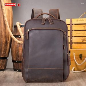 Backpack Crazy Horse Leather Men's European And American Retro Genuine Large Capacity Computer Travel Backpacks 2024