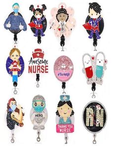 Custom Key Rings Medical Retractable Rhinestone Nurse Badge Clip ID Holder For Name Card Accessories9857117