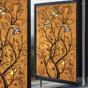 Window Stickers Custom Size Glass Films Vintage Chinese Style Art Translucent Self-Adhesive Sticker For Bathroom Bedroom Kitchen Office