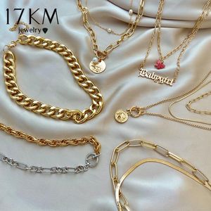 17 km mode asymmetriskt låshalsband för kvinnor guld silver färg chunky tjocka lås choker kedja halsband party smycken7061640