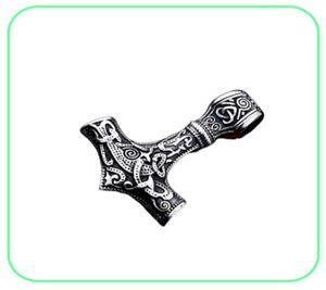 Vintage Men039S rostfritt stål hänge halsband gravering viking hammare mjolnir norska smycken3205279