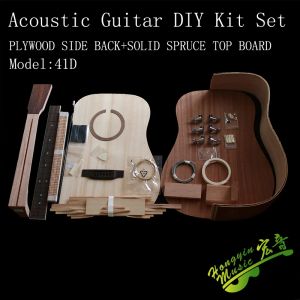 Cables Acoustic Guitar Diy Kit Folk Ballad Single Guitar Accessories Package Spruce Solid Wood Side Back Plywood Rosewood Fingerboar