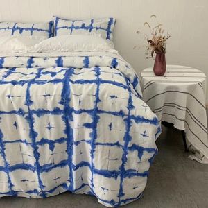 Bedding Sets Pure Linen Conjunto de lençol doméstico Quilt Natural Linho Frenha de lençol para a pele Fronha de quatro peças