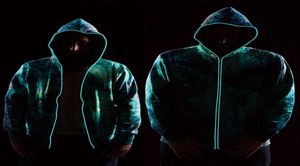 Fashion Men Glowing Coat Led Colorful Luminous Zipper Reflective Hoodie Lighting Robot Suits Club Sweatshirt20215665267