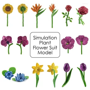 Dekorative Blumen 8pcs/Set Simulationspflanze Modell Künstliche Blume PVC Realistische Kinderspielzeug Geschenk Kindergärtner Dekor versorgen Ausbildung