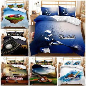 Bettwäsche Sets Baseball -Bewegung Jungen Erwachsene Teenager Set cool Sportmuster Bettdecke mit Kissenbezügen Home Textiles Schlafzimmer Dekoration