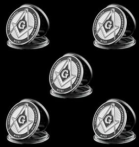 5pcs Collection Coin European Brotherhood masons Masonic Craft Token 1 oz Silver Plated Challenge Badge4545615