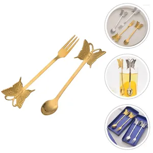 Dinnerware Sets Mixing Spoons Stainless Steel Camping Appetizer Fork Salad Party Supply Cake Reusable Wear-resistant Convenient