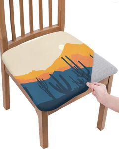 Chaves de cadeira Montanhas Cartoon Cactus deserto Sun Seat Cushion Covers de jantar estriado para casa para casa El Banquet Sala