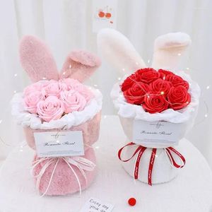 Decorative Flowers Ears Rose Artificial Bouquet Decor Arrangement Wedding Party Supply Forever Flower Anniversary Gift