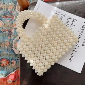 Bag Pearls Handbags Women 2024 Elegant Korean Hand Woven Pearl Beaded Purses And Handbag Ladies Basket Clutch Tote Bags