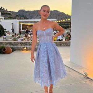 Casual Dresses Women Strapless Lace Homecoming Dress 2024 Sexy Short Prom Party Bridesmaid Vestidos Cocktail Wedding Gowns