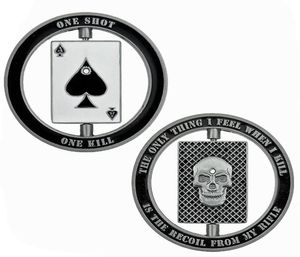 Rotertable America Police Swat Bullet Ace of Spades Skull One Shiot One Kill Challenge Coin Art Collection Gift3145508