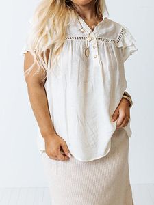 女性用ブラウス大規模薄いフリル式半袖シフォンシャツファッションサマーカジュアルトップハーフスリーブヘッドTシャツ