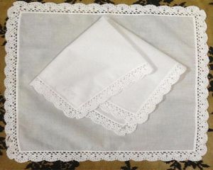 Conjunto de 12 têxteis domésticos lenço de casamento 3030cm Cotton Ladies Hankies Adultos Mulheres Hanky Party Gifts bordados Crochet Lace22153891