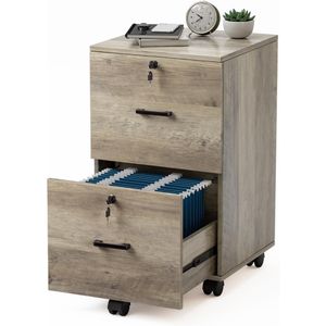 2 Drawer File Cabinet with Lock, Under Desk Rolling File Cabinets for Home Office, Mobile Filing Cabinet Printer Stand