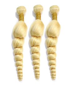 ペルーのゆるい波613ブロンドカラーYirubeauty Double Wefts 3バンドル100人間の髪1040インチヘアエクステンション6625347