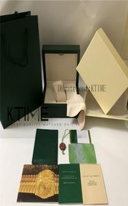 Nyaste stil Green Watch Original Box Papers Card Purse Present Wood Boxes Handväska för 116610 126610 116710 Watches Case5322704