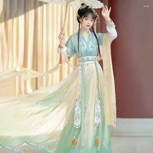 Scenkläder 2024 kinesisk Hanfu kvinnlig stil Ancient Tang Ming Womens Costume Elegant kjol flicka retro performance kläder fairy klänning