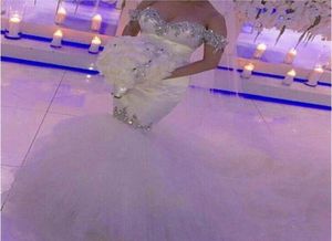 Bling Crystal gelinlik omuz tülinden seksi denizkızı gelinlikleri benzersiz kesme bornozu de mariage fermuar back4658251