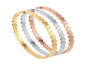 Bangle Fashion Trend Honeycomb Hexagon Geometric Simple Tricolor Bracelet Women039s Titanium Steel Jewelry2468771