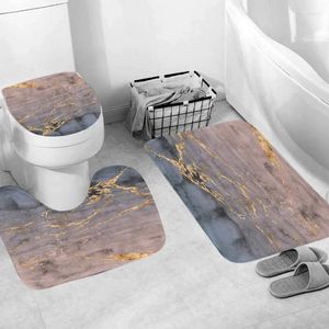 Bath Mats 3PC Set Marble Bathroom Doormat Kitchen Carpet Anti-Slip Nordic Style Colorful Velvet Bottom Door Floor Room Dustproof Mat