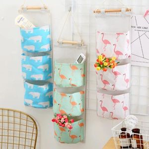 Storage Bags Wall Hanging Bag Waterproof Over The Door Closet Organizer Linen Farbric Pocket Shelf