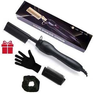 2 in 1 Electric Hair Straightener For Wigs Comb Hair Curler Multifunctional Straightening Brush Flat Iron Styling Tools 240401