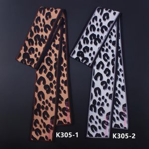 God kvalitet 130 cm6 cm maitong silkescarf höst europeisk leopard tryck liten kvinnlig bunden väska handtag handväska twill halsdukar band 5612441